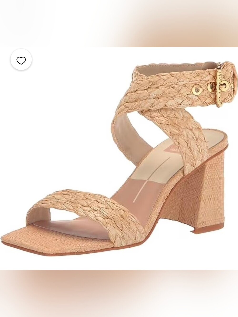 DOLCE VITA Paytin Natural Raffia Ankle Strap Square Toe Block Heel Sandal SZ 10